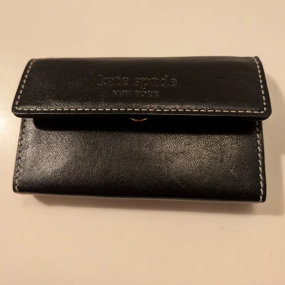 RARE Kate Spade Black Leather Card Holder - Picture 1 of 6